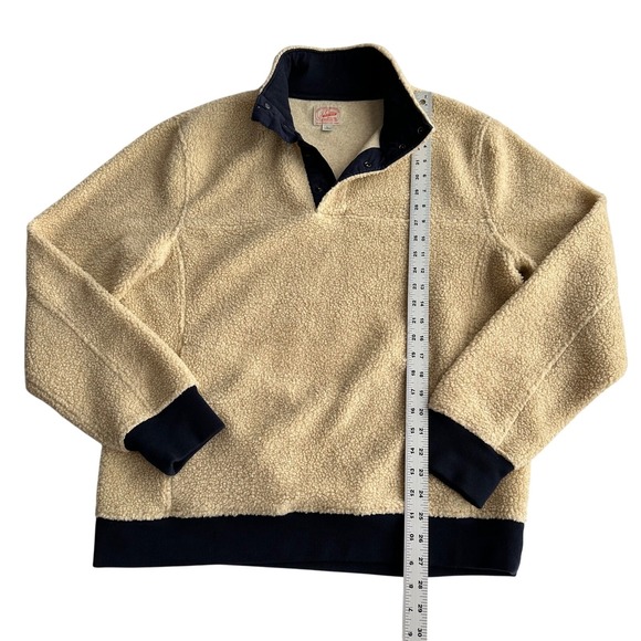 J Crew Snap T Sherpa Cream Contrast Navy Pullover Sweatshirt men L - Picture 7 of 9